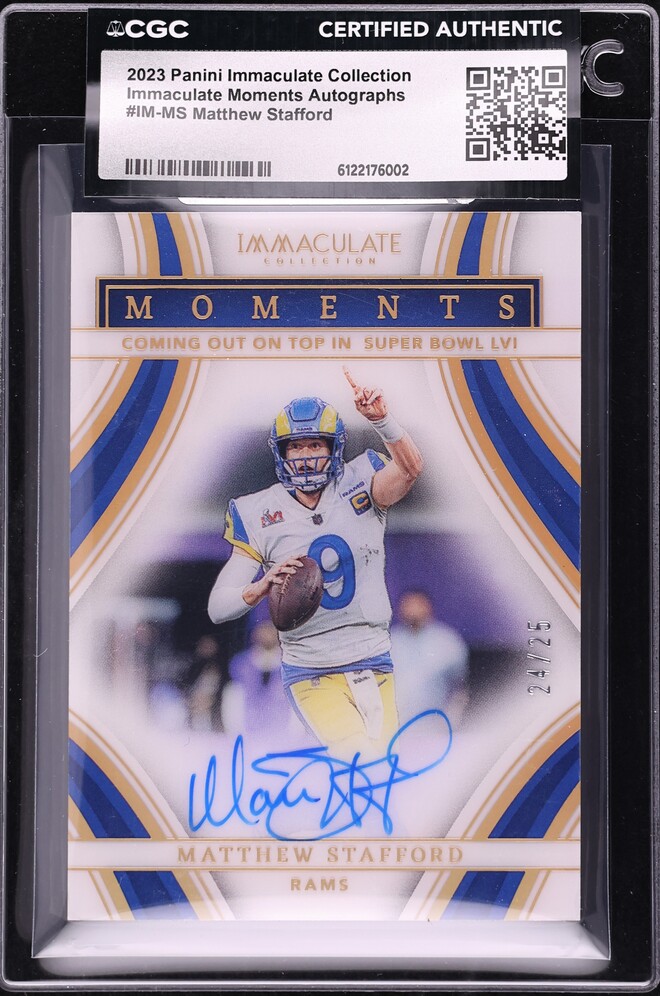 2023 Immaculate Collection Moments Matthew Stafford AUTO /25 #IM-MS CGC AUTH