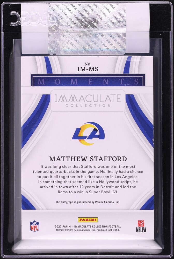 2023 Immaculate Collection Moments Matthew Stafford AUTO /25 #IM-MS CGC AUTH