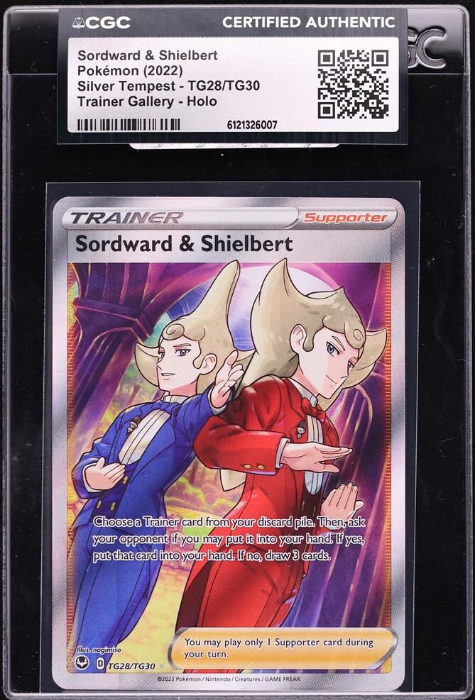 2022 Pokemon Sword & Shield Silver Tempest CHR Sordward & Shielbert #TG28 CGC AUTH