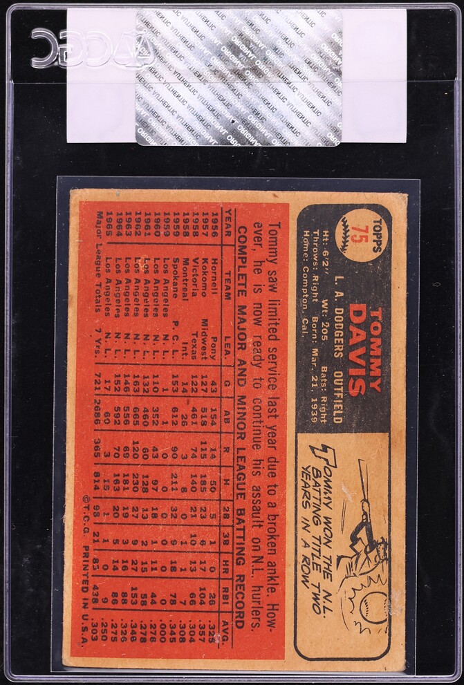 1966 Topps Venezuelan Tommy Davis #75 CGC AUTH