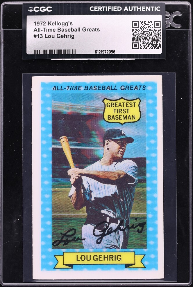 1972 Kellogg's All-Time Baseball Greats Lou Gehrig #13 CGC AUTH