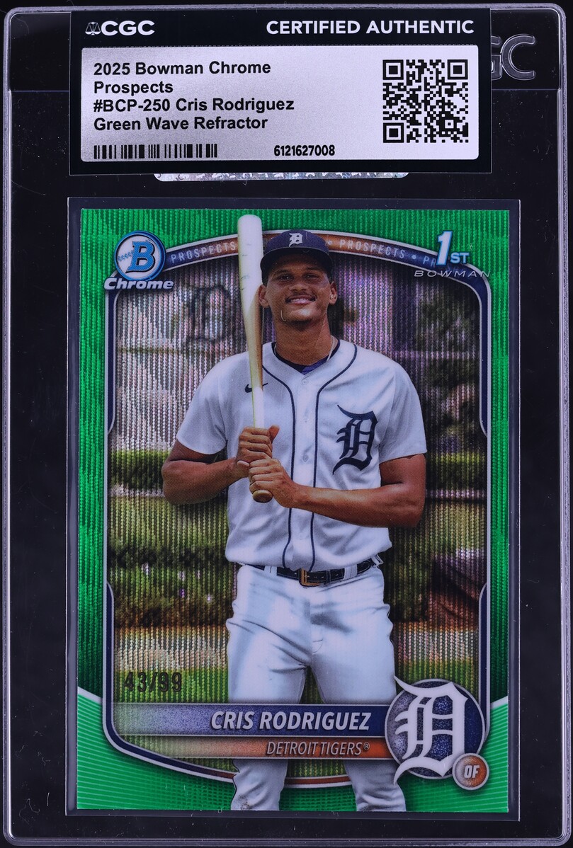 2025 Bowman Chrome Green Wave Refractor Cris Rodriguez PROSPECT /99 #BCP-250 CGC AUTH
