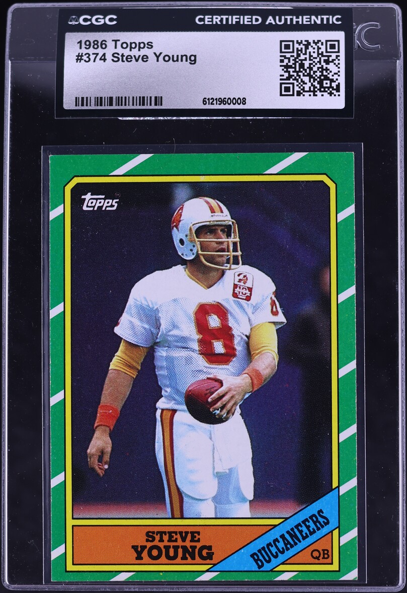 1986 Topps Football Steve Young ROOKIE #374 CGC AUTH