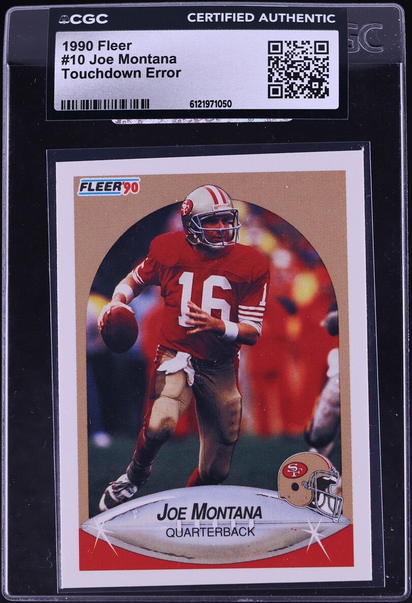 1990 Fleer Touchdown Error Joe Montana #10 CGC AUTH