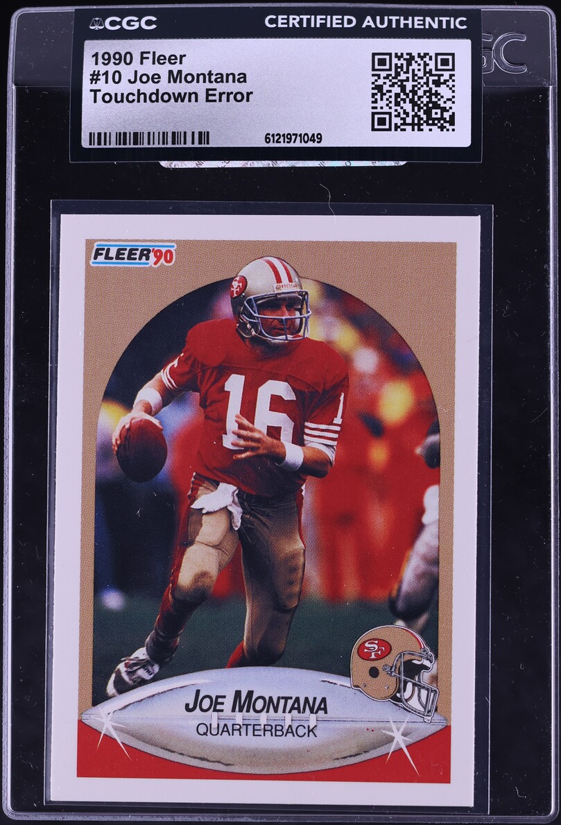 1990 Fleer Touchdown Error Joe Montana #10 CGC AUTH