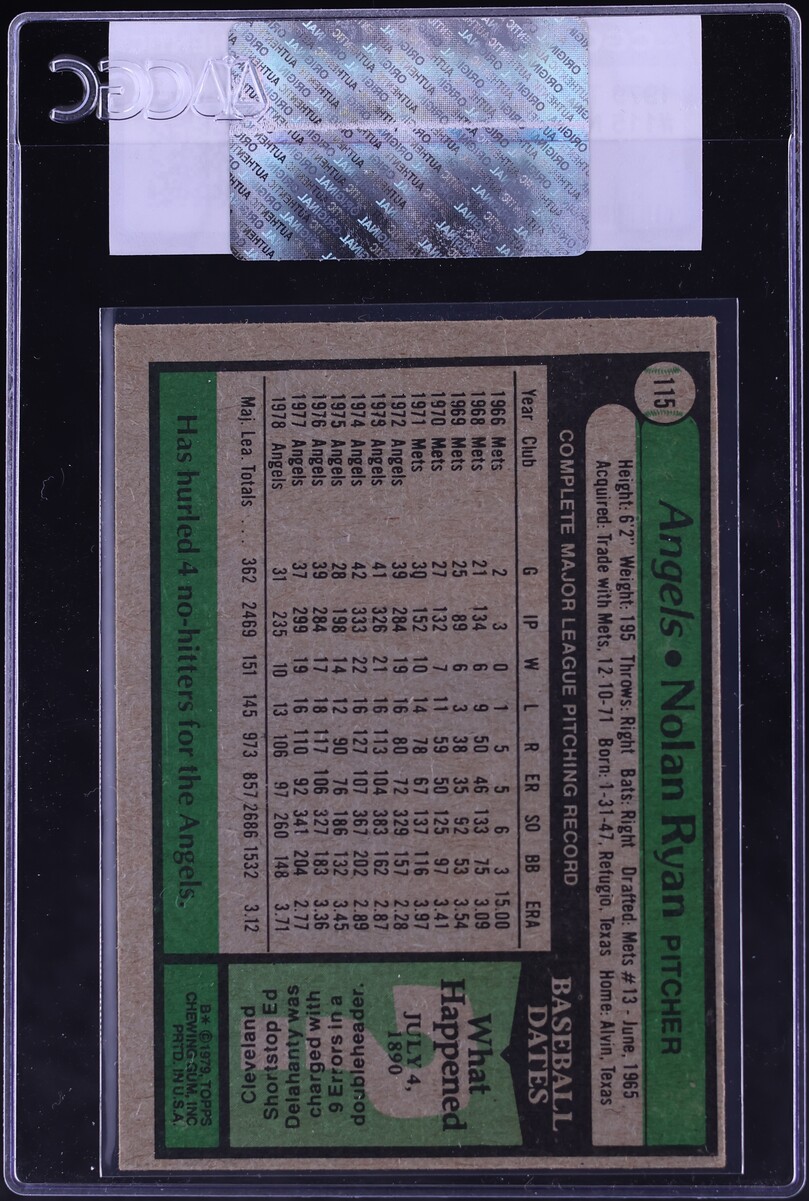 1979 Topps Nolan Ryan #115 CGC AUTH