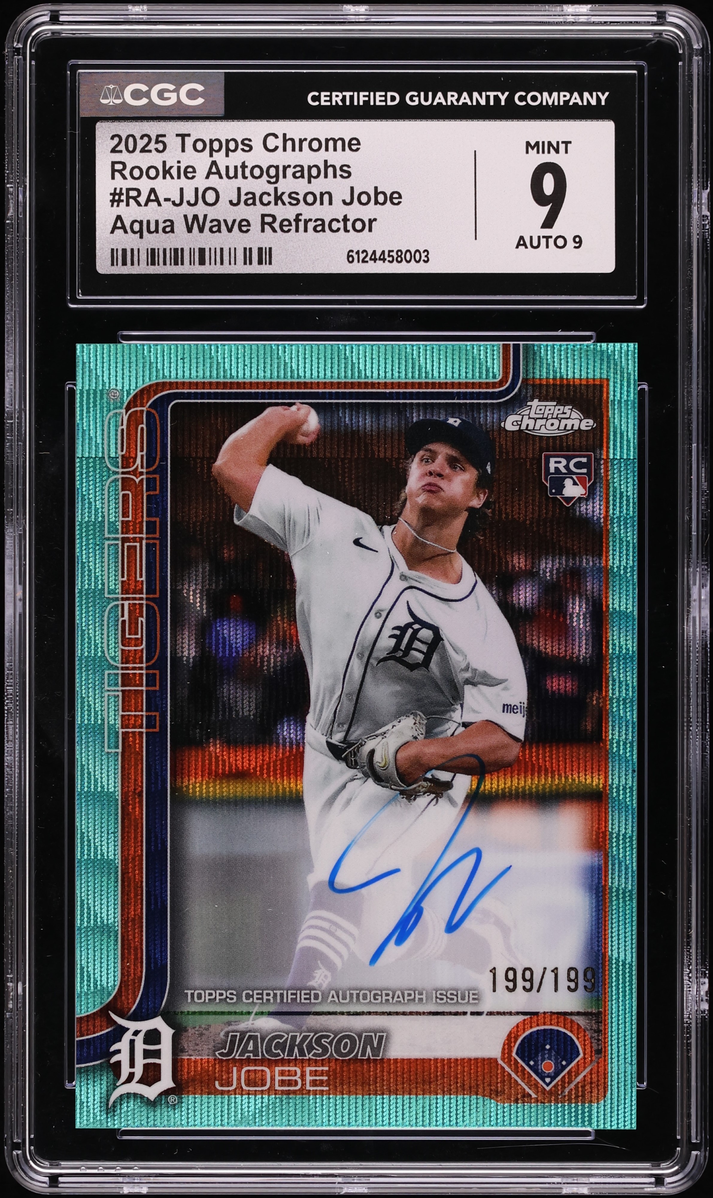 2025 Topps Chrome Aqua Wave Refractor Jackson Jobe ROOKIE AUTO 199