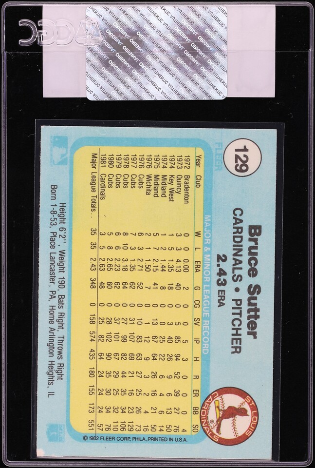 1982 Fleer Bruce Sutter #129 CGC AUTH