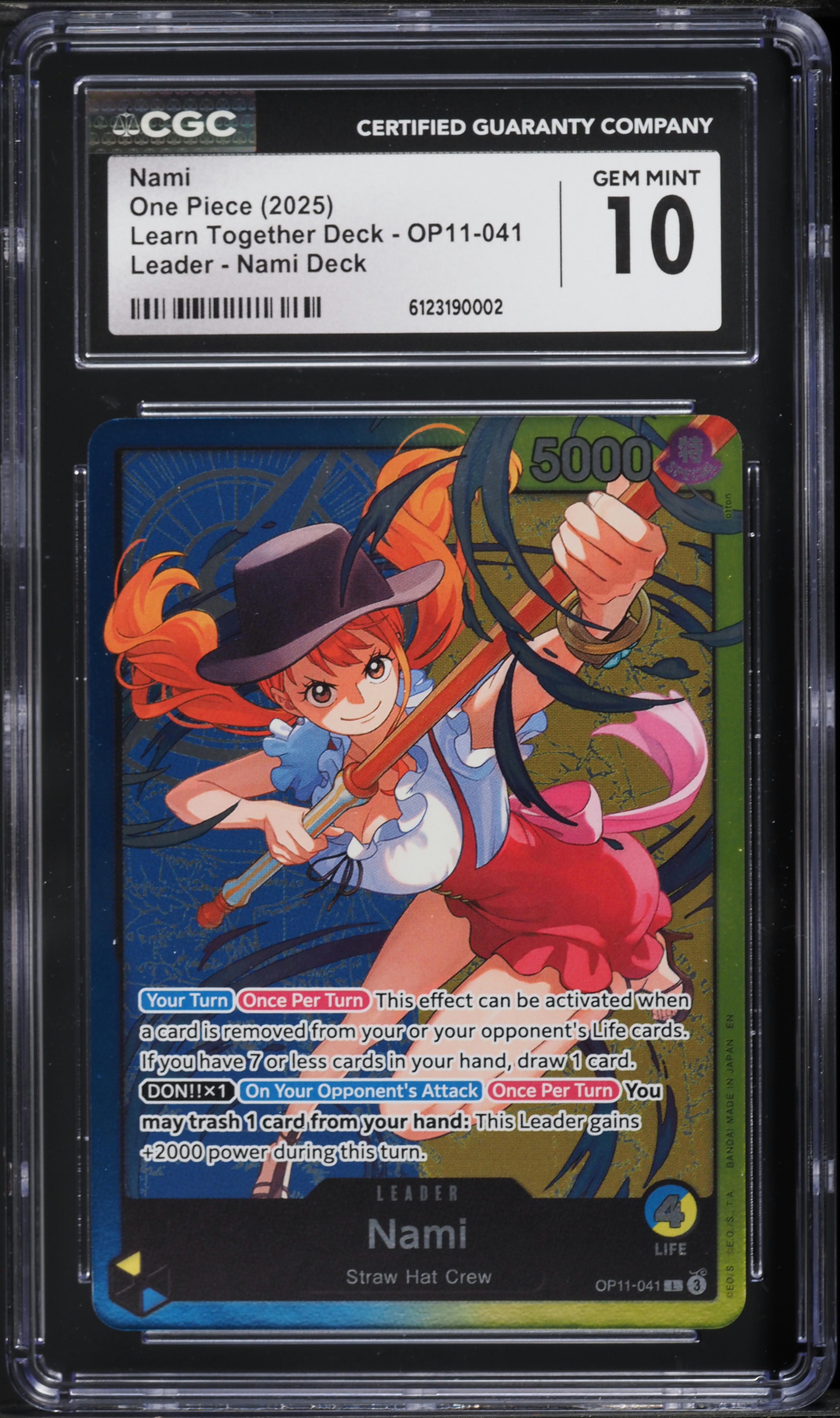 2025 One Piece Learn Together Deck Leader Nami #OP11-041 CGC 10