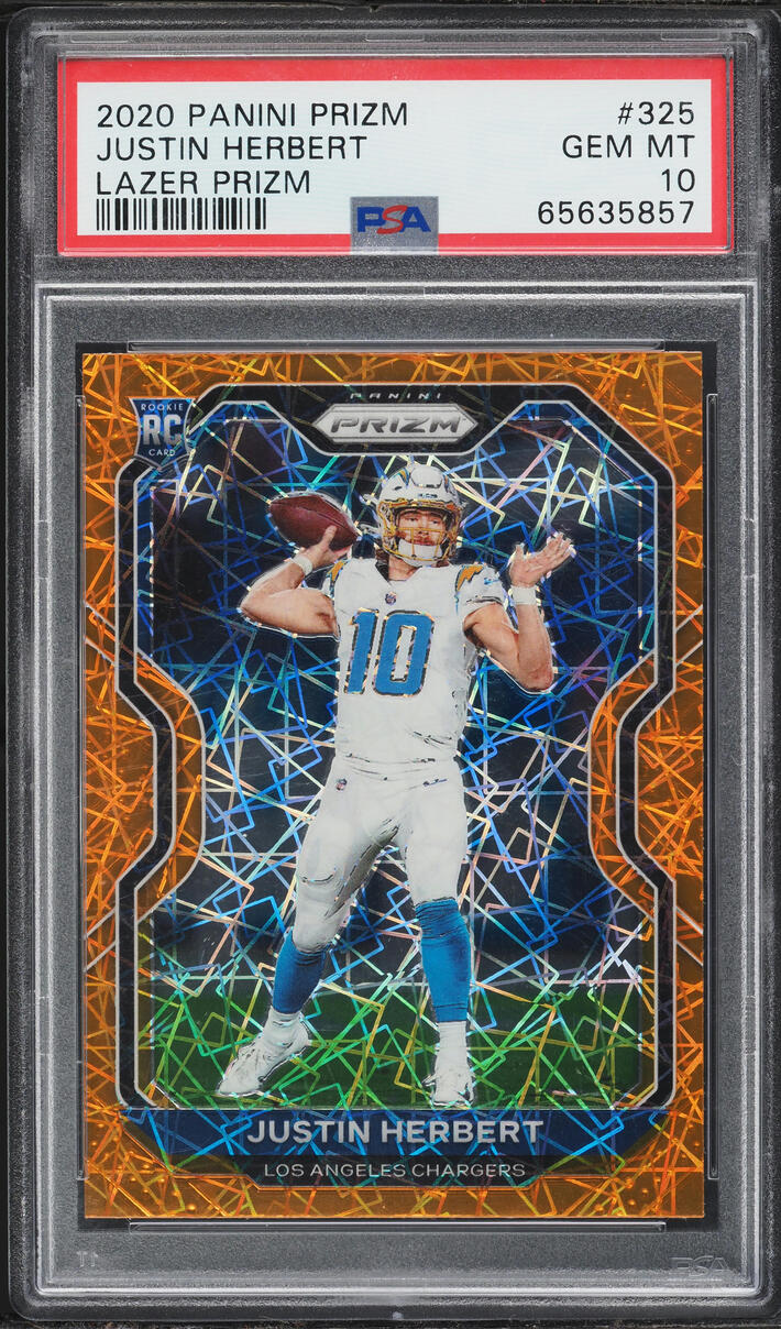 2020 Panini Prizm Lazer Justin Herbert ROOKIE #325 PSA 10 GEM MINT