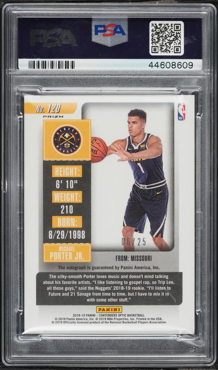 2018 Panini Contenders Optic Orange Michael Porter Jr. ROOKIE AUTO