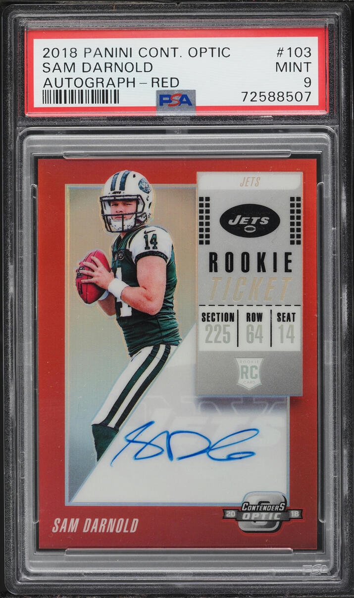 2018 Panini Contenders Optic Red Sam Darnold ROOKIE AUTO /99 #103 PSA 9 MINT