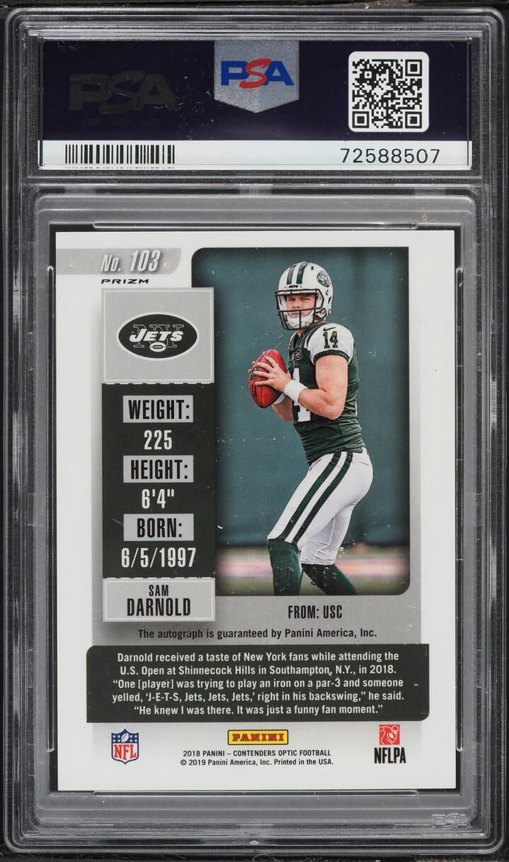2018 Panini Contenders Optic Red Sam Darnold ROOKIE AUTO /99 #103 PSA 9 MINT
