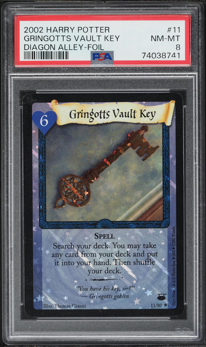 2002 Harry Potter TCG Diagon Alley Foil Gringotts Vault Key #11 PSA 8 NM-MT