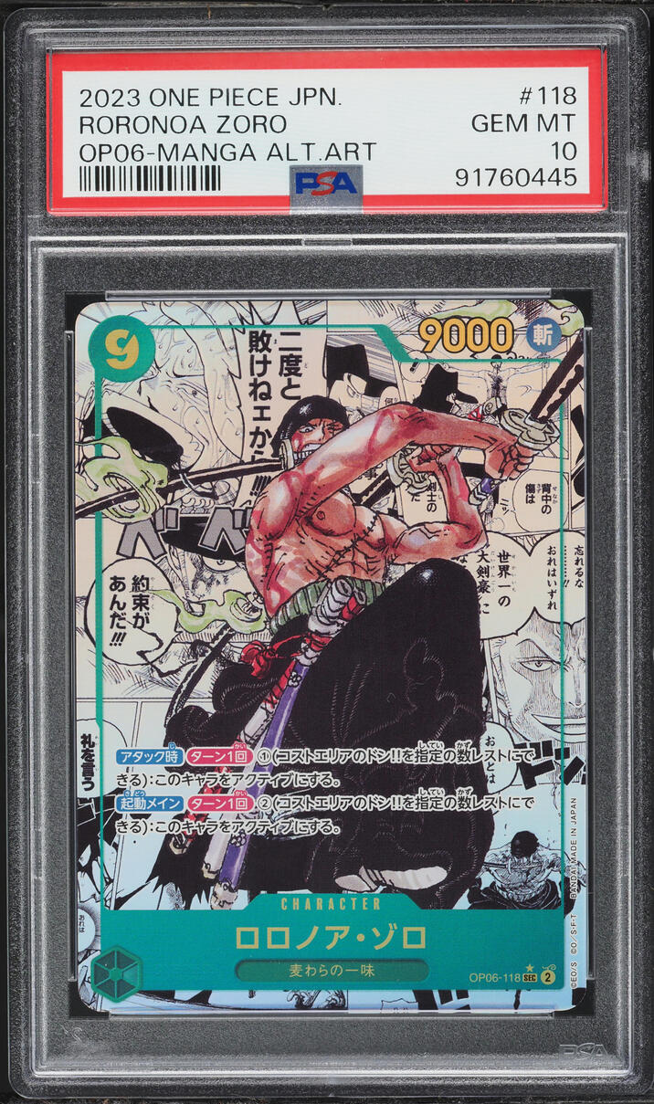2023 One Piece Japanese Wings Of Captain Manga Art Roronoa Zoro #OP06-118 PSA 10 GEM MINT