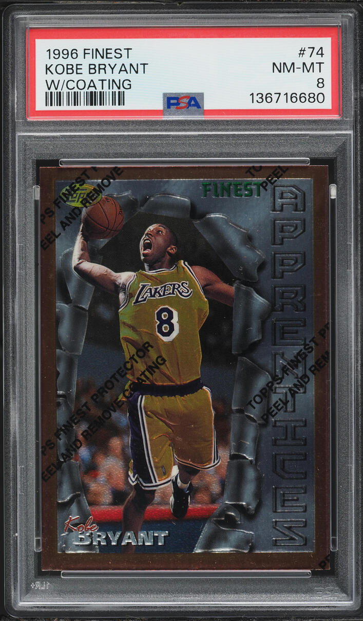 1996 Finest Basketball w/ Coating Kobe Bryant ROOKIE #74 PSA 8 NM-MT