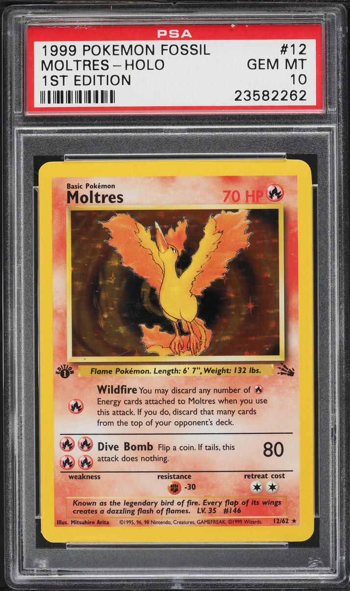 1999 Pokemon Fossil 1st Edition Holo Moltres #12 PSA 10 GEM MINT