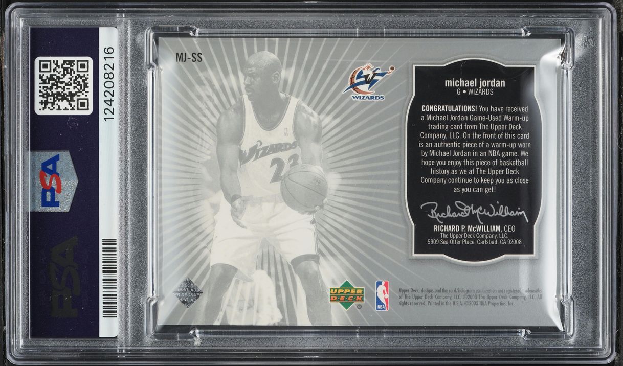 2003 Upper Deck Super Swatches Michael Jordan PATCH /250 #MJ-SS PSA 7 NRMT