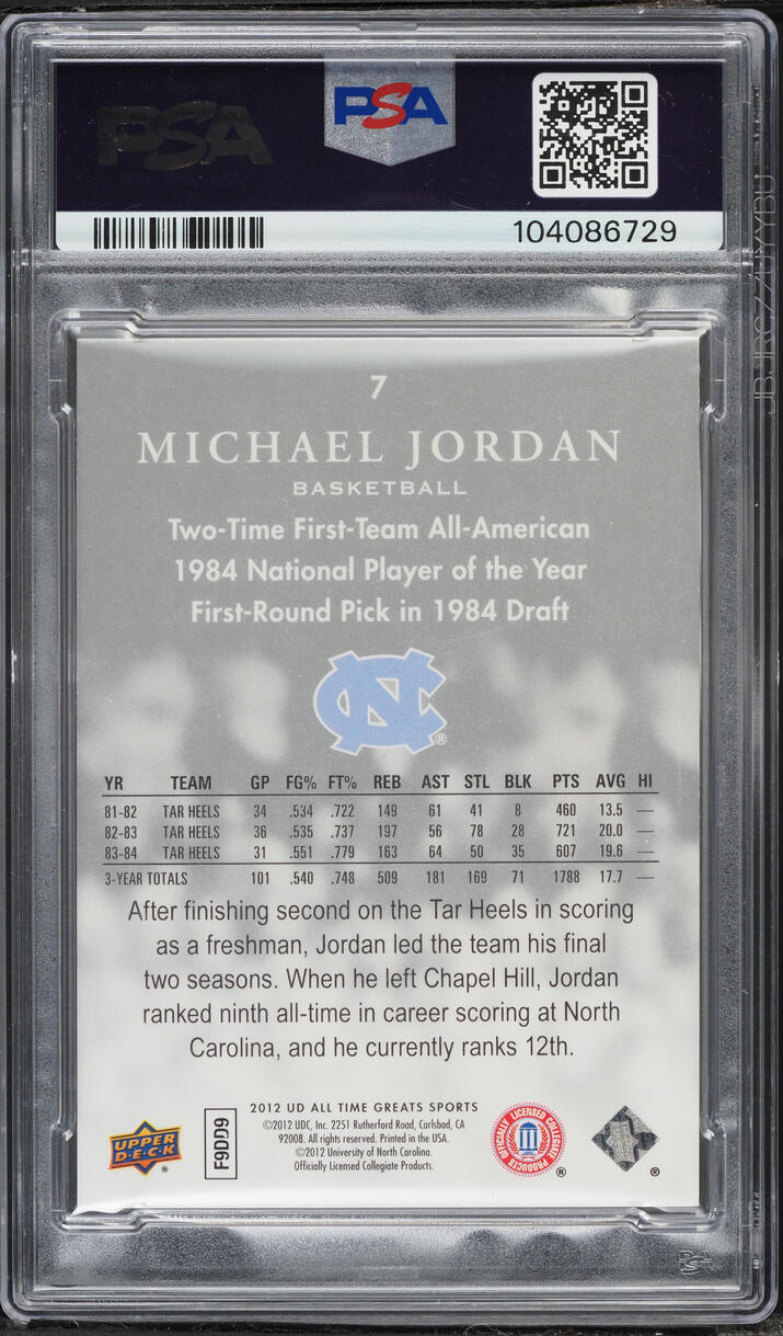 2012 Upper Deck All-Time Greats Silver Spectrum Michael Jordan /35 #7 PSA 9 MINT
