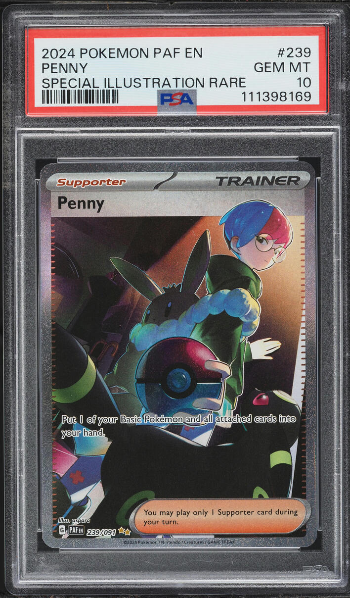 2024 Pokemon Scarlet & Violet Paldean Fates SIR Penny #239 PSA 10 GEM MINT