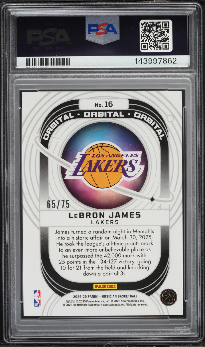 2024 Panini Obsidian Orbital Electric Etch Purple Flood LeBron