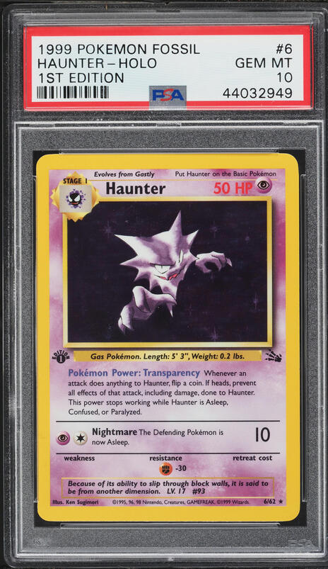 1997 Pokemon Japanese Fossil Holo Haunter #93 PSA 8 NM-MT on