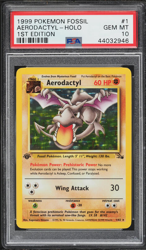 first edition aerodactyl pokemon card #16 EXTENDED ART Encased in a durable acrylic holder to highlight the vibrant artwork of this fan 2001 Nintendo Pokemon Neo Revelation