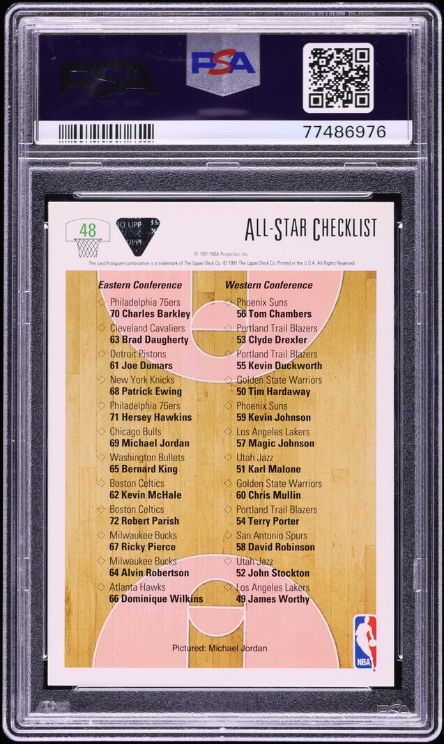 1991 Upper Deck All Star Checklist Michael Jordan #48 PSA 9 MINT