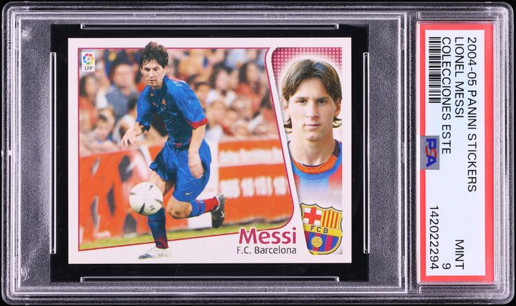 2004 Panini Colecciones Este La Liga Stickers Lionel Messi ROOKIE PSA 9 MINT