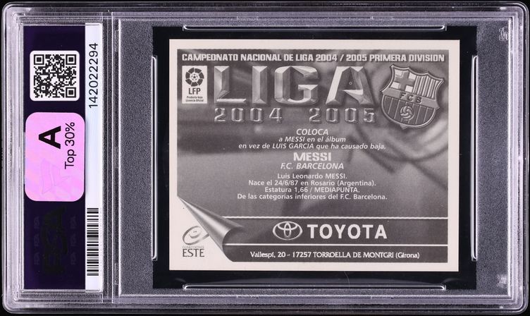 2004 Panini Colecciones Este La Liga Stickers Lionel Messi ROOKIE PSA 9 MINT