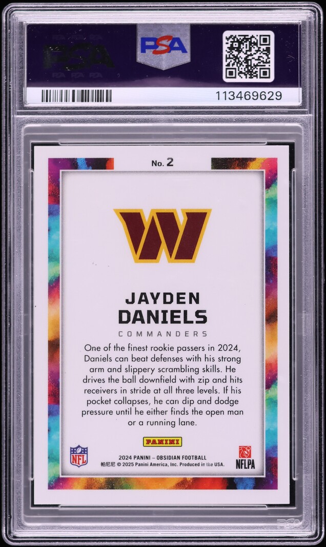 2024 Panini Obsidian Black Color Blast Jayden Daniels ROOKIE #2 PSA 10 GEM MINT