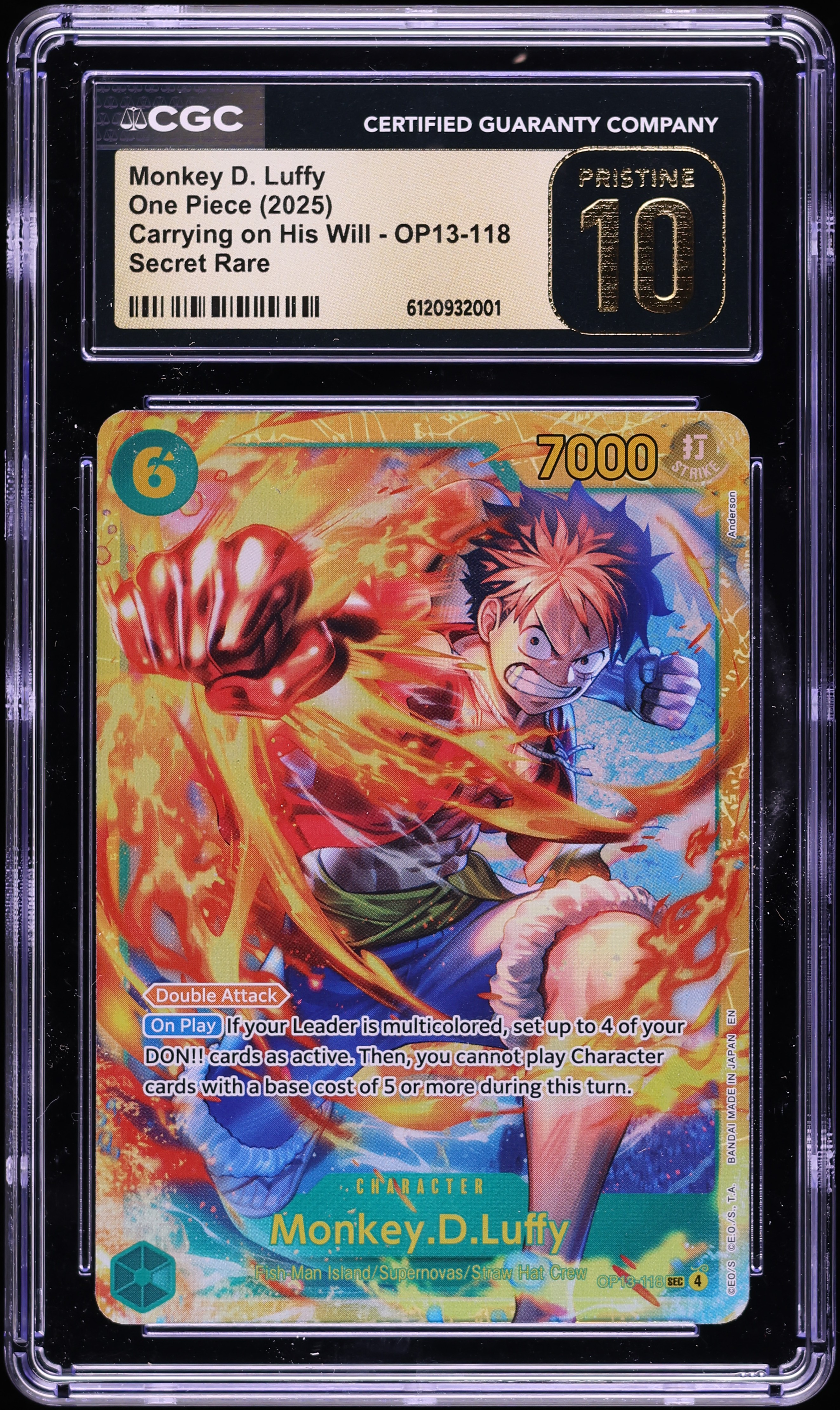 2025 One Piece Carrying On His Will SEC Monkey D. Luffy #OP13-118