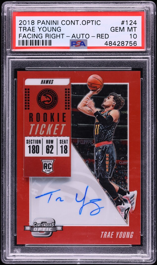 2018 Panini Contenders Optic Red Trae Young ROOKIE AUTO /149 #124