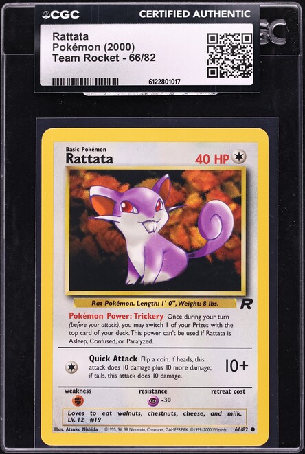 2000 Pokemon Team Rocket Rattata #66 CGC AUTH