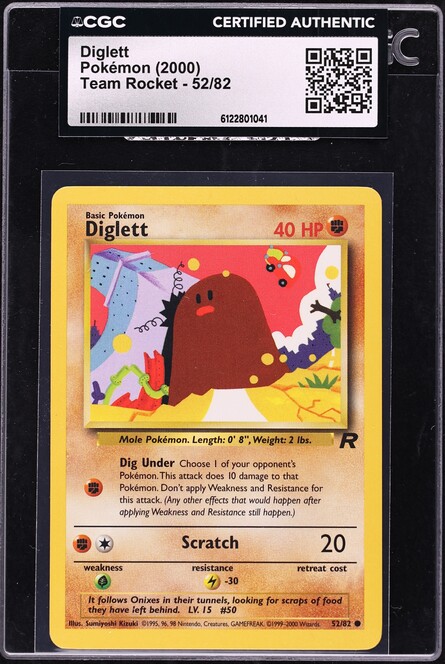 2000 Pokemon Team Rocket Diglett #52 CGC AUTH