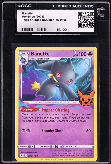 2023 Pokemon Scarlet & Violet Trick Or Trade BOOster Banette #73 CGC AUTH