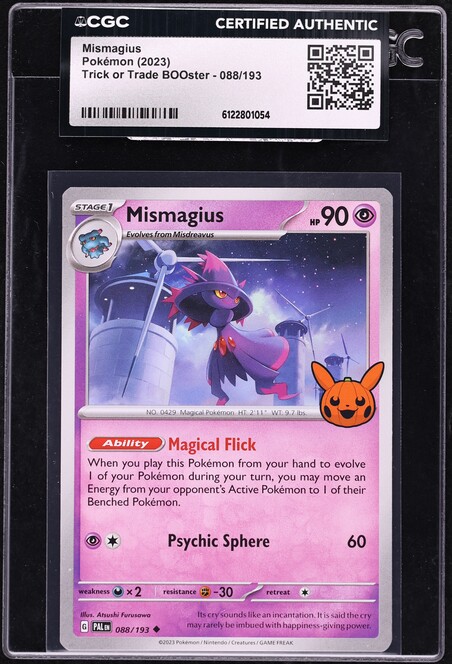 2023 Pokemon Scarlet & Violet Trick Or Trade BOOster Mismagius #88 CGC AUTH