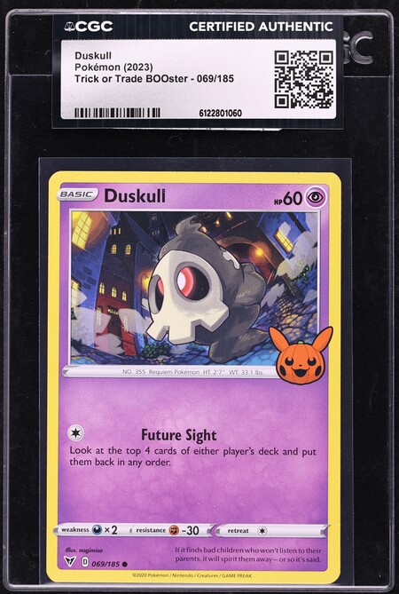 2023 Pokemon Scarlet & Violet Trick Or Trade BOOster Duskull #69 CGC AUTH