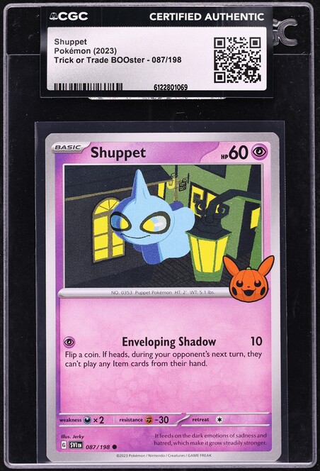 2023 Pokemon Scarlet & Violet Trick Or Trade BOOster Shuppet #87 CGC AUTH
