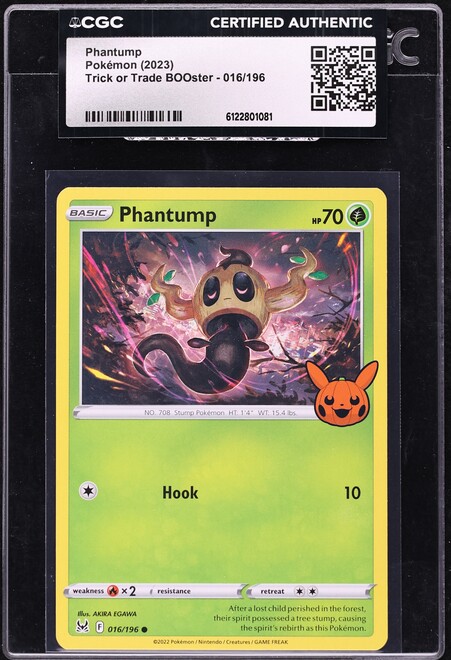 2023 Pokemon Scarlet & Violet Trick Or Trade BOOster Phantump #16 CGC AUTH