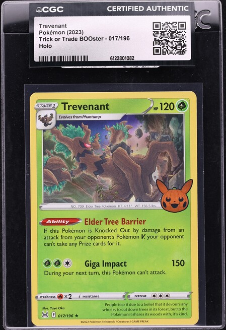 2022 Pokemon Sword & Shield Trick Or Trade BOOster Holo Trevenant #15 CGC 9  MINT on Fanatics Collect