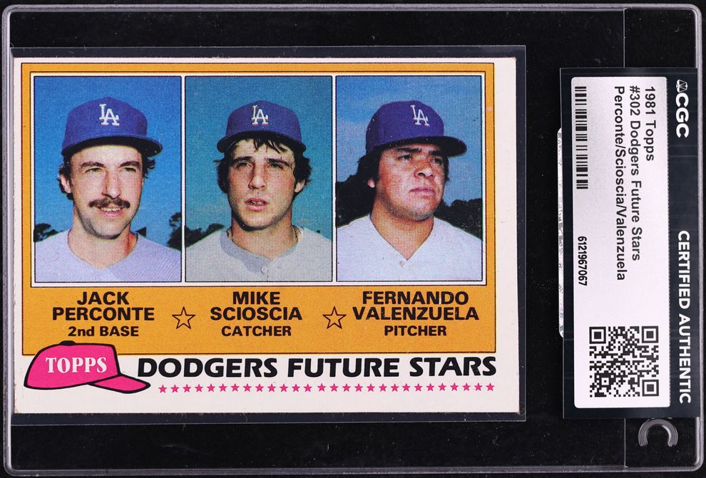 1981 Topps Dodgers Future Stars Perconte Scioscia Fernando Valenzuela ROOKIE #302 CGC AUTH