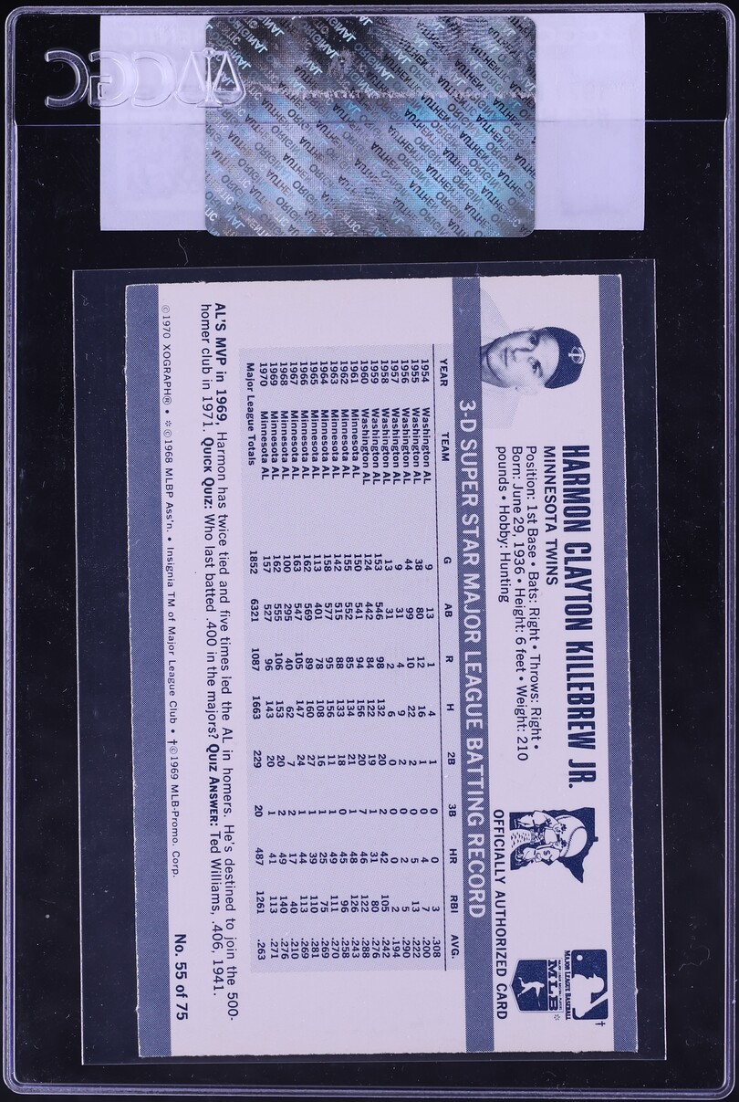 1971 Kellogg's Harmon Killebrew #55 CGC AUTH