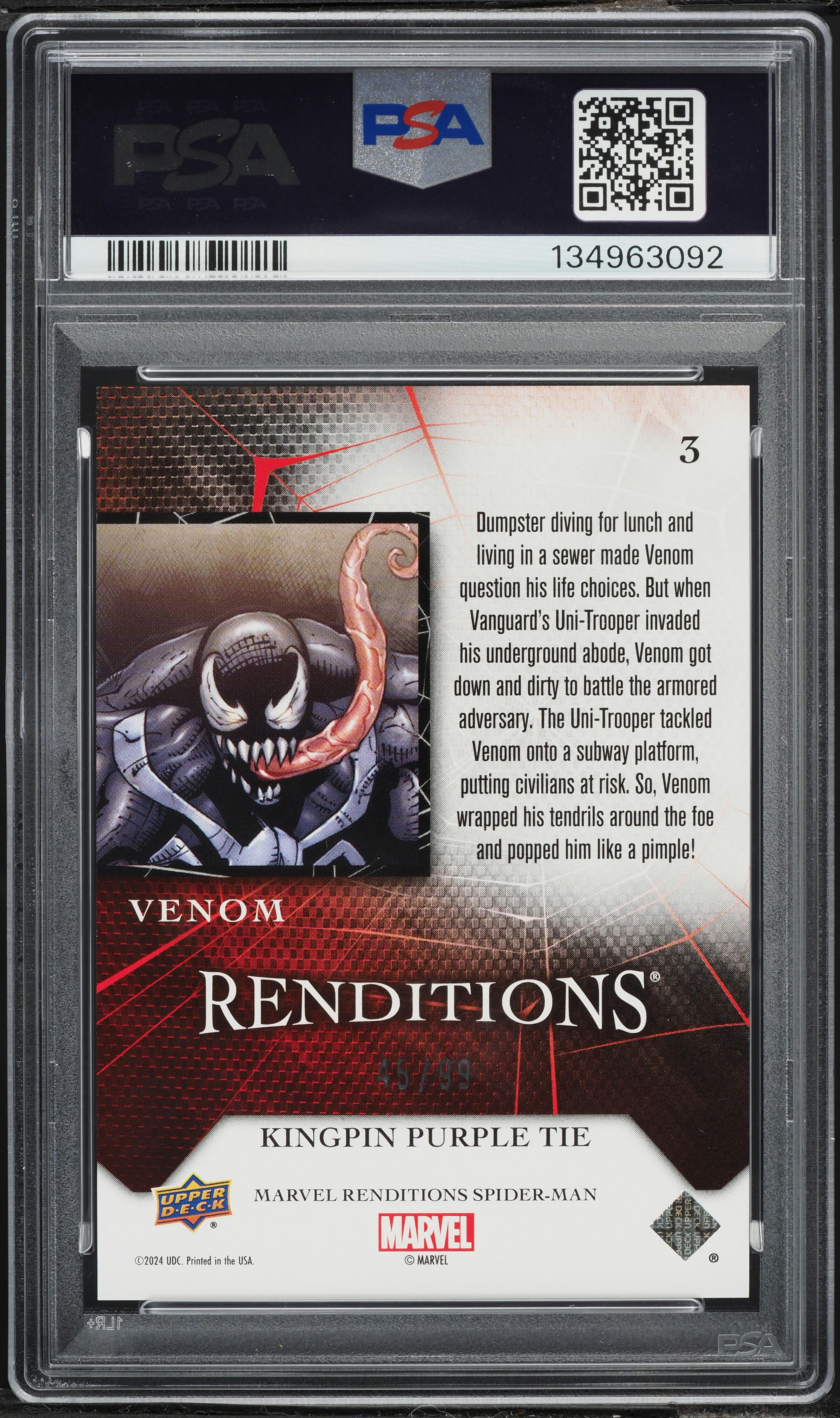 2024 Upper Deck Marvel Renditions Spider-Man Kingpin Purple Tie
