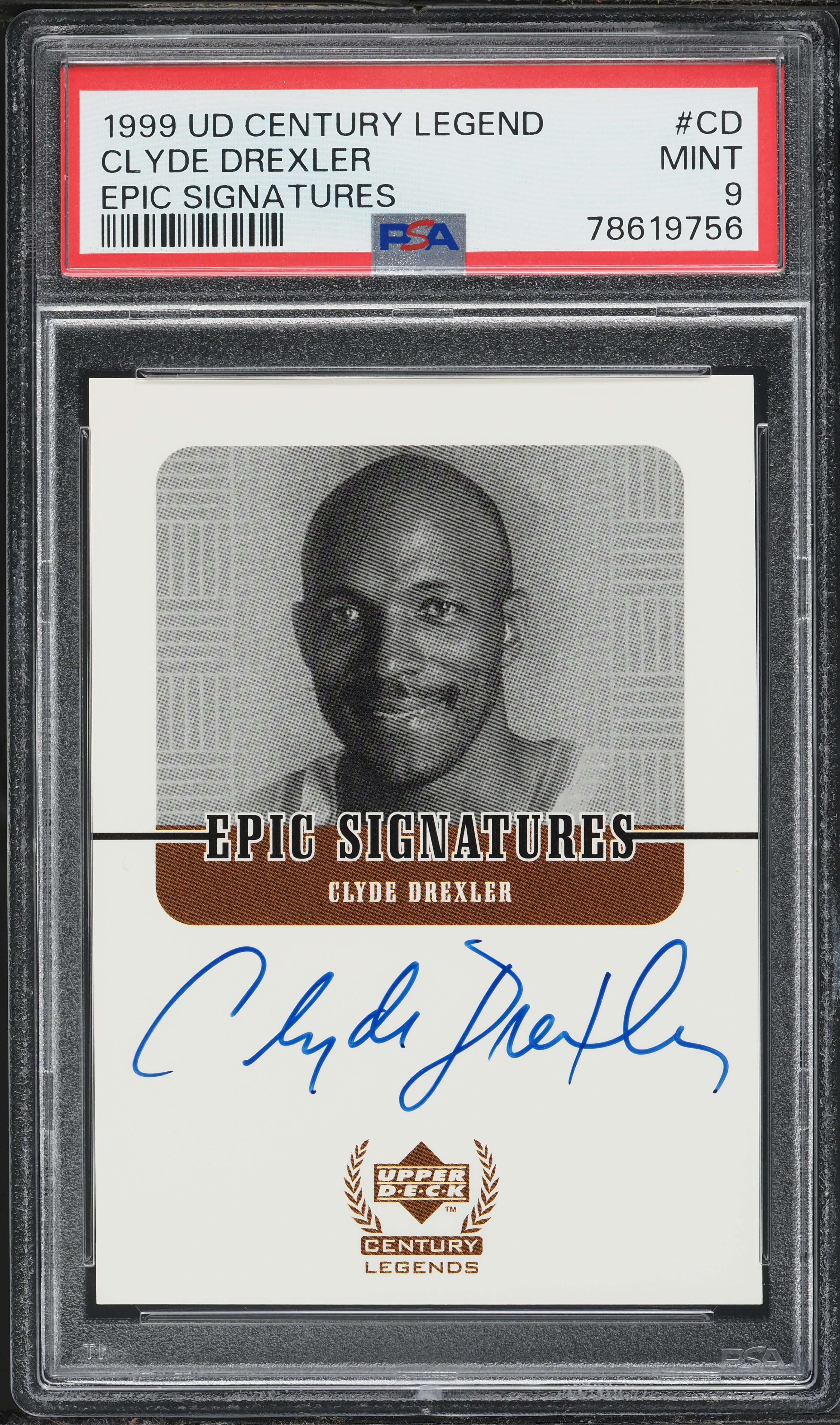 1999 Upper Deck Century Legends Epic Clyde Drexler AUTO #CD PSA 9
