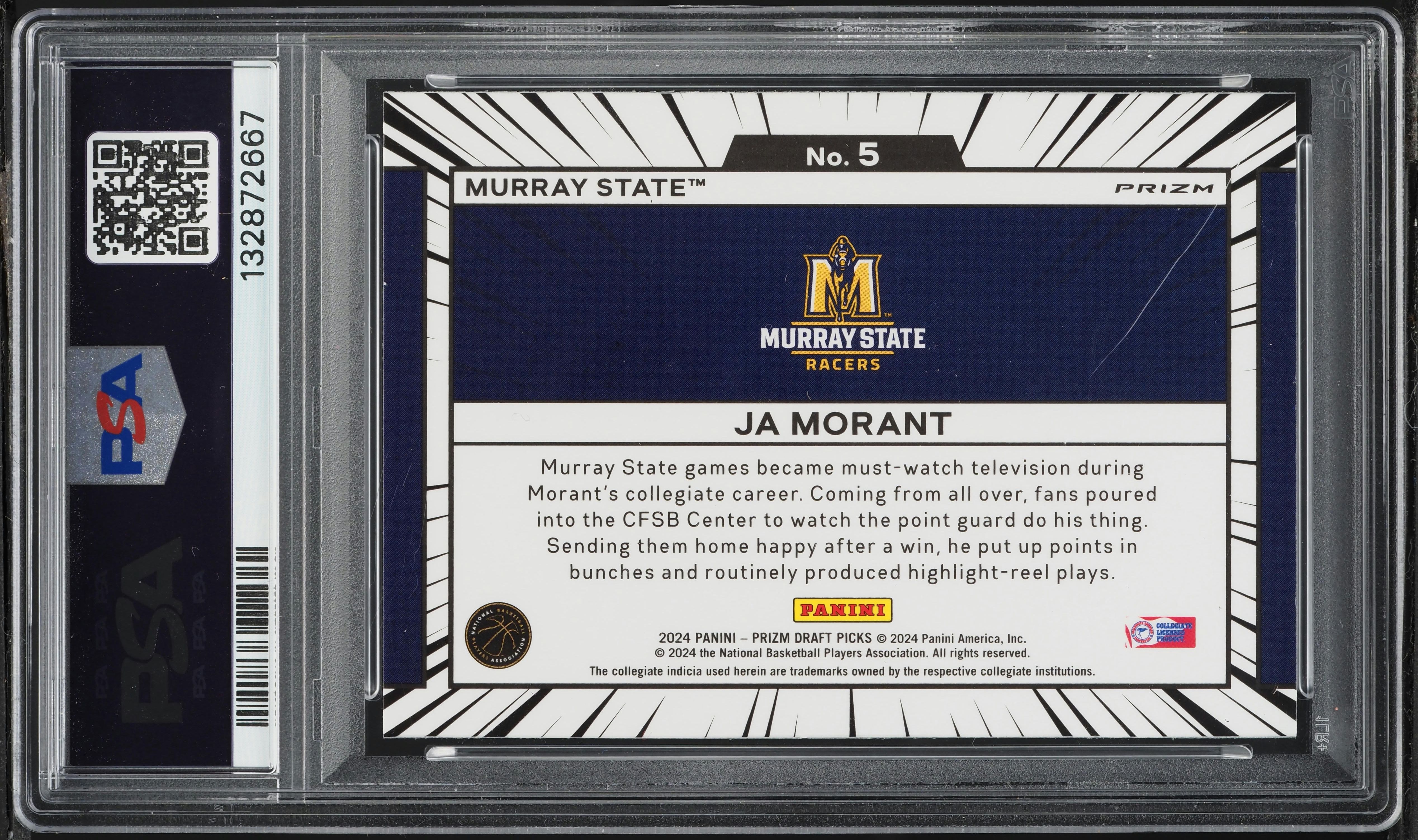 2024 Panini Prizm Draft Picks Manga Ja Morant #5 PSA 9 MINT on