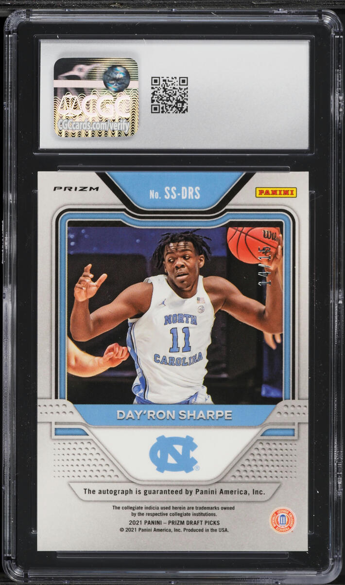 2021 Panini Prizm Draft Picks Sensational Mojo Day'Ron Sharpe ROOKIE AUTO /15 #SS-DRS CGC 10