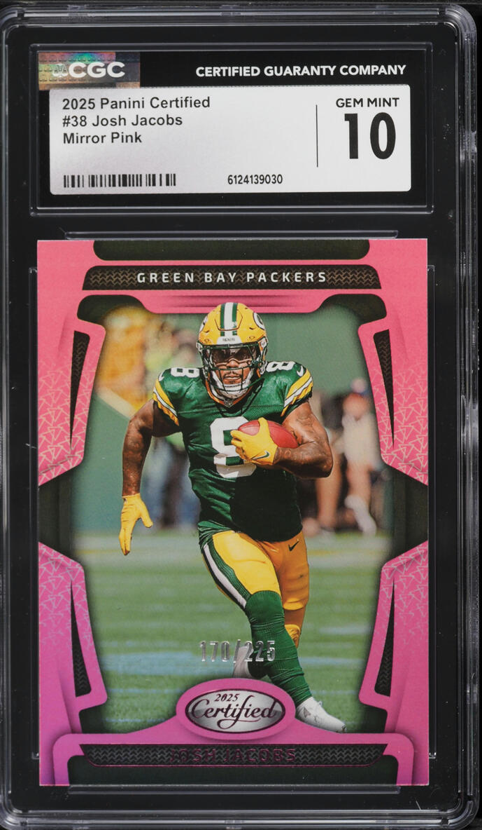 2025 Panini Certified Mirror Pink Josh Jacobs /225 #38 CGC 10 GEM