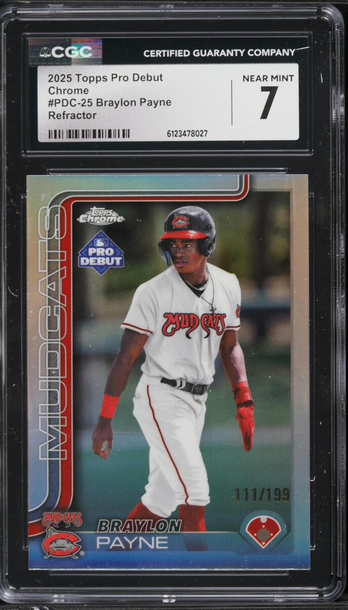 2025 Topps Chrome Pro Debut Refractor Braylon Payne PROSPECT /199 #PDC-25 CGC 7 NRMT