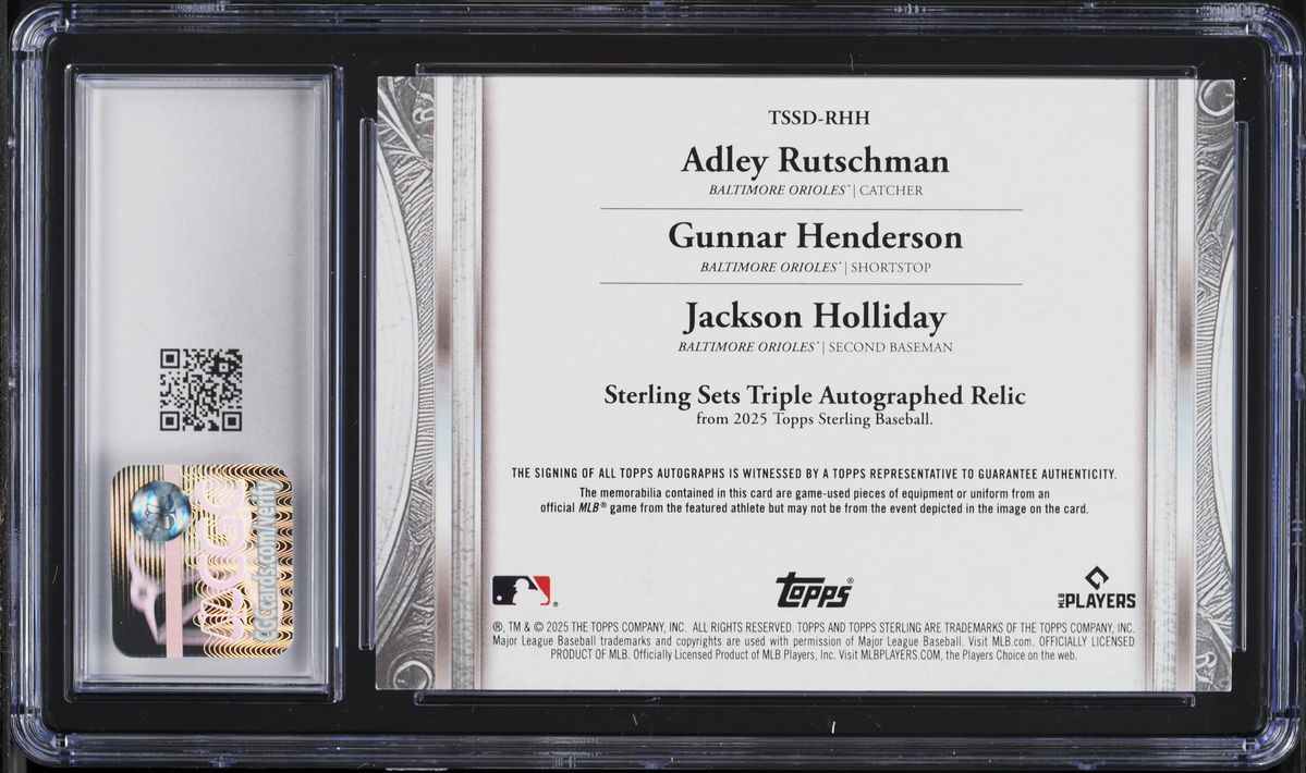 2025 Topps Sterling Sets Triple Red Holliday Rutschman Henderson PATCH AUTO #TSSD-RHH CGC 8